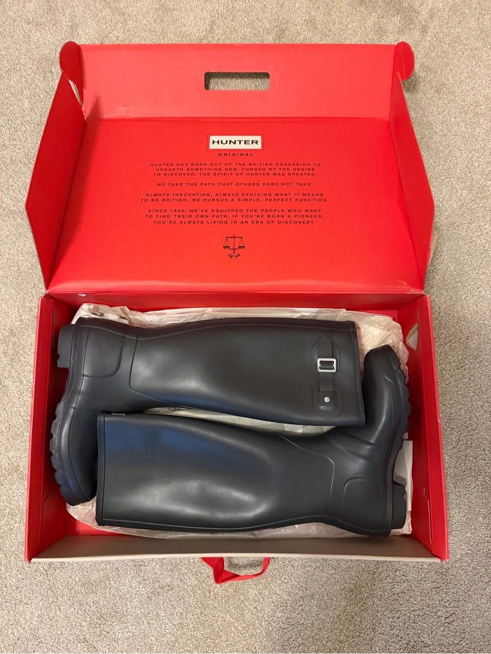 Hunter Tall Gloss Rain Boots with Side Buckle